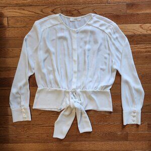 Roman Cream Button-down Long Sleeve Blouse